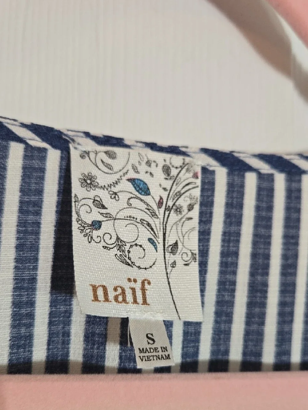 NAIF Navy & White Striped Midi Wrap Dress - Picture 2 of 6